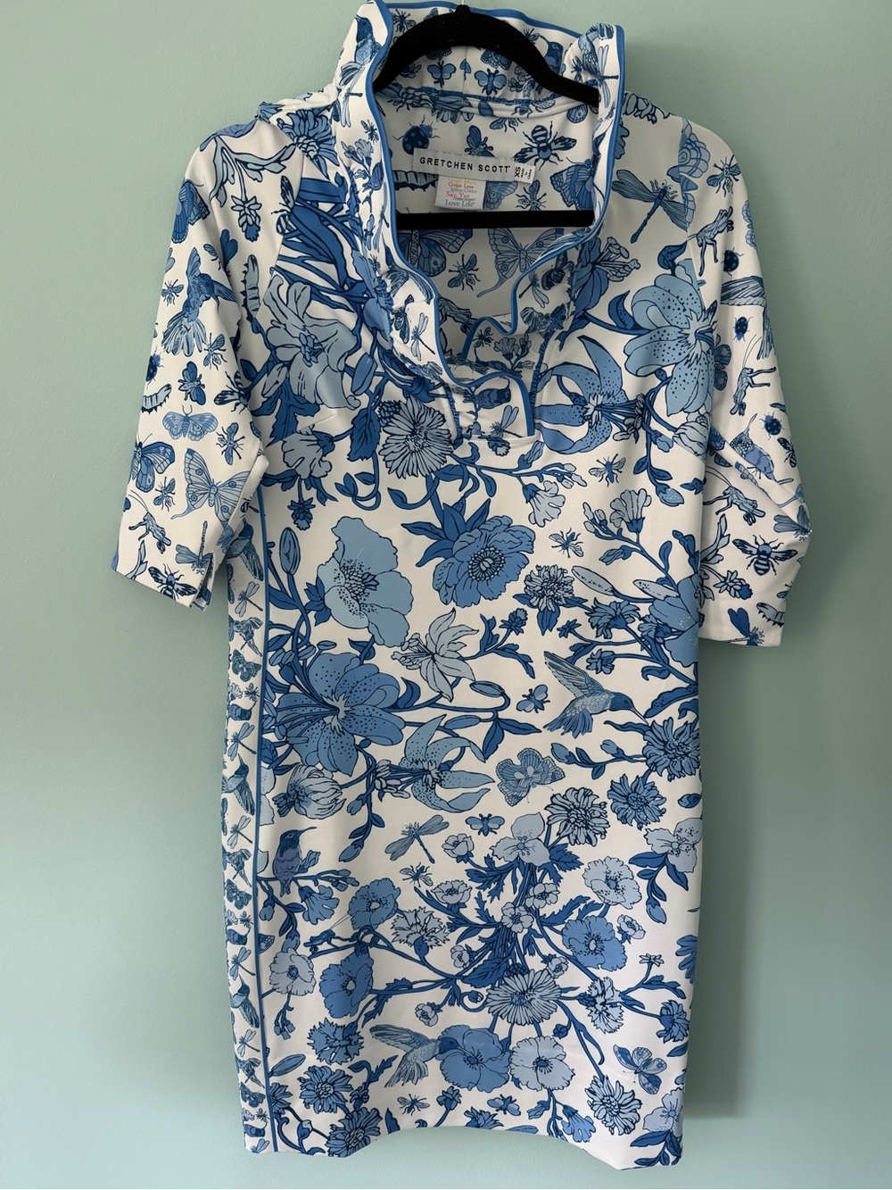 Gretchen Scott Designs Blue and White Floral Shift Dress